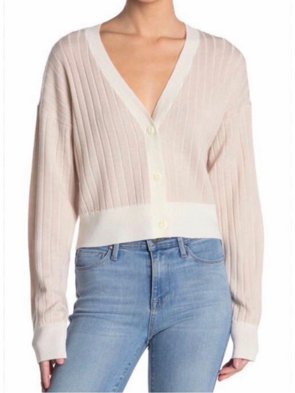 Rag & Bone Cropped Cardigan Sweater Size M Wool Preppy Minimalist Quiet Luxury